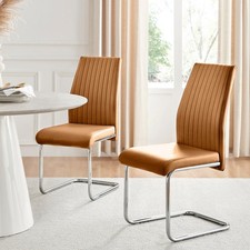 (2x) Lorenzo Modern Dining Chairs with Chrome Metal Legs