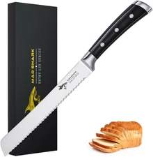 Bread Knife 8 Inch Pro Serrated Bread Cutter,German High Carbon Stainless Steel 