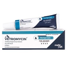 METEPET Vetromycin Pet Eye Ointment for Dogs and Cats 1/8 oz /5gr, 1 Tube -