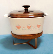 Square White Ceramic Casserole Baking Dish w/ Handles & Brown Lid, 2-Piece