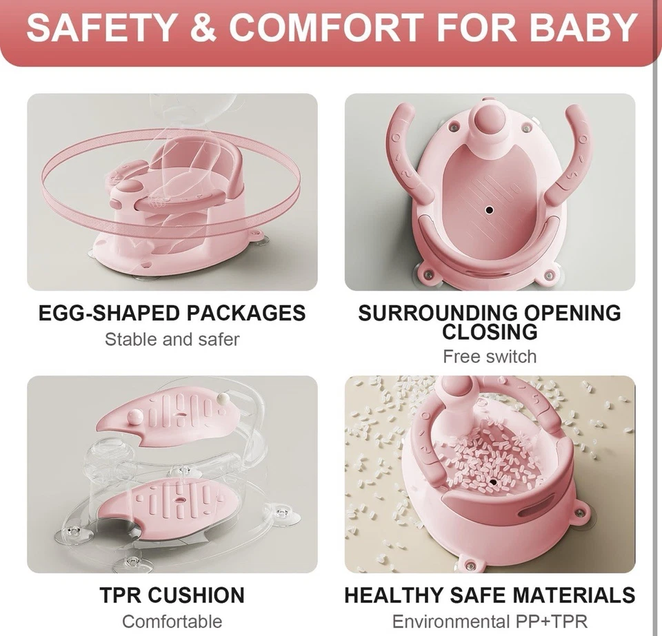Asiento de baño para bebés de 6 meses en adelante, asientos de baño para bebés sentados Foto 4 de 4
