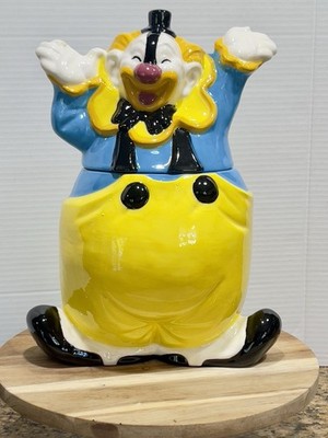 Vintage Circus Clown Ceramic 12  X9.25 Cookie Jar Multi-Color EX Vintage Retro