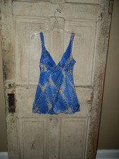 Vintage Sears Swimsuit One Pc Dress Polka Dot Sz 12 Y-32 