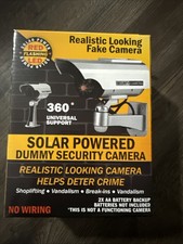Solar Powered Dummy Security Camera w/Red Flashing Light No Wiring 8250