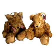Vintage Dan Dee Collector's Choice Teddy Bears Brown Plush Fuzzy Non-Jointed Set