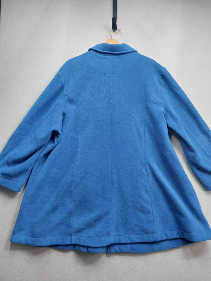 Женская флисовая куртка Roaman 4X синяя на пуговицах средняя длина уличное пальто карманы - Изображение 2 из 4