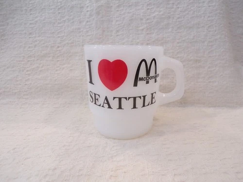Fire-King I LOVE McDONALD'S SEATTLE WASHINGTON Hamburger Advertising Coffee Mug