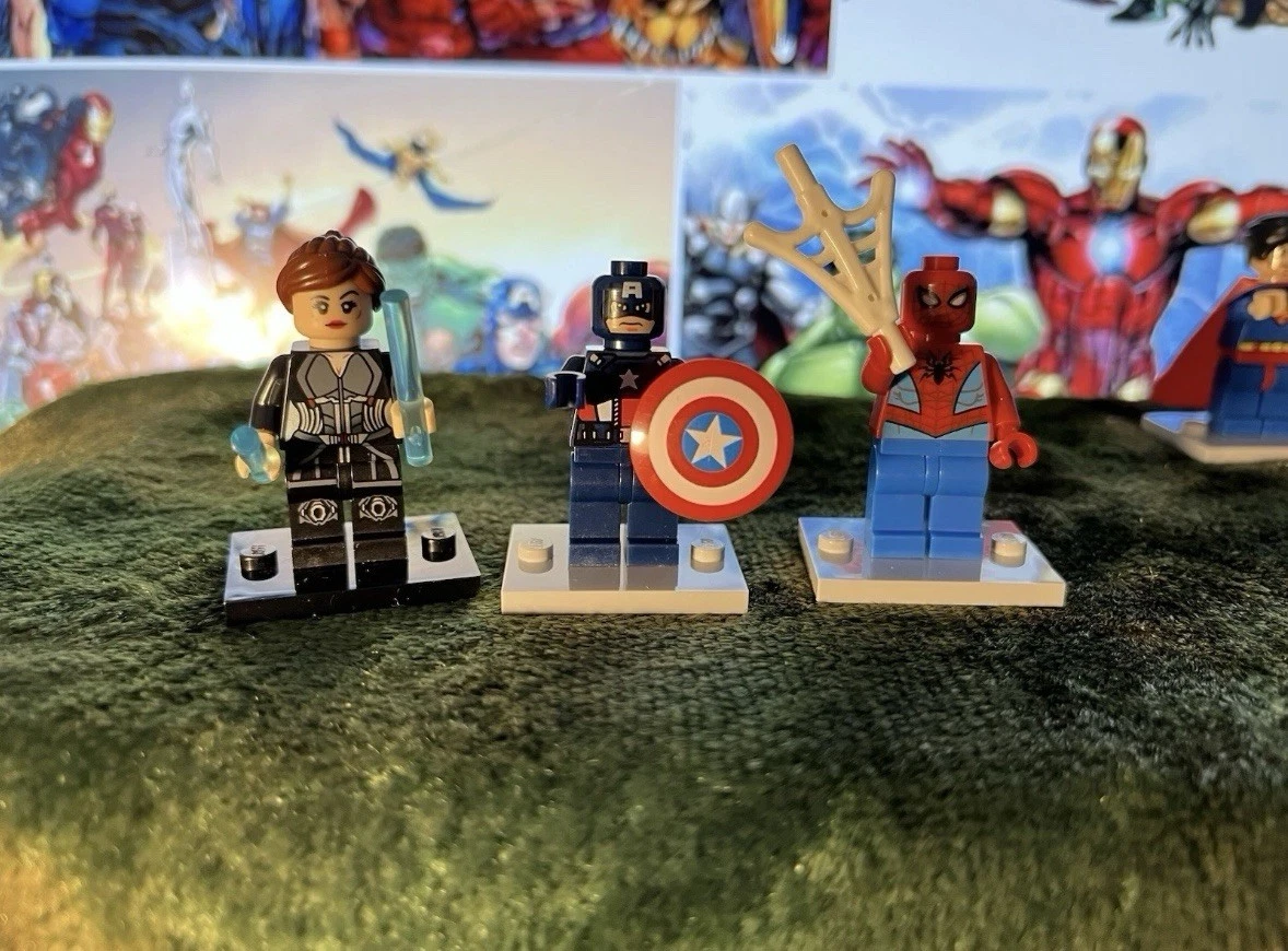 9x Minis SUPER HEROES Batman Spiderman etc SPECIAL - ON LEGO BASES - SPECIAL SET