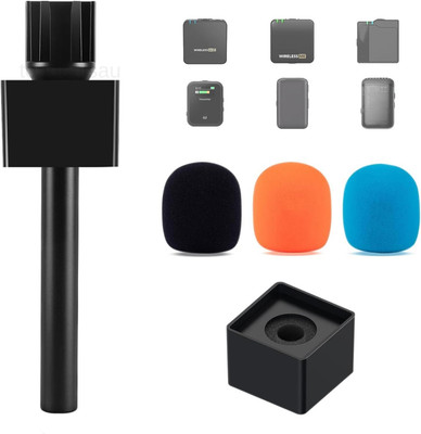 Mic Handle for DJI Rode Microphone, Handheld Stand Holder Black/Orange/Blue