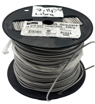 NEXANS MACHINE TOOL WIRE 450FT 7,14LIBRA 14STR WHITE THHN/THWN-2/MTW 600V  