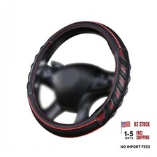 car Steering Wheel Cover Faux Leather Massage Universal fit 3D Red black