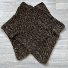 RICO Women's Brown Boho Fuzzy Soft Poncho Shrug