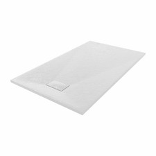 SMC White Shower Tray for Shower Enclosure Slate Stone Effect with Waste