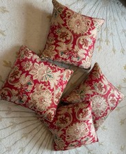 4 Ralph Lauren 16  Jardinere Red Sateen Throw Accent PILLOW COVERS Cotton Custom