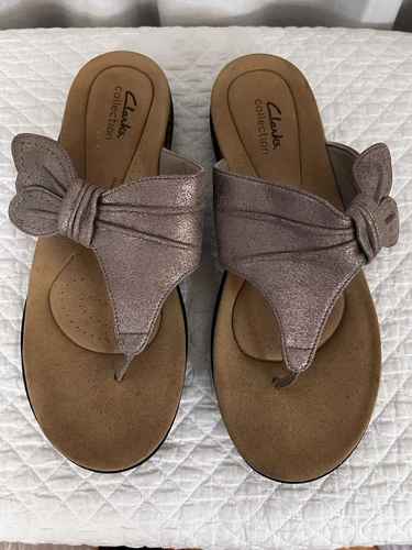 Sandali donna Clarks marroni glitter fiori taglia 9