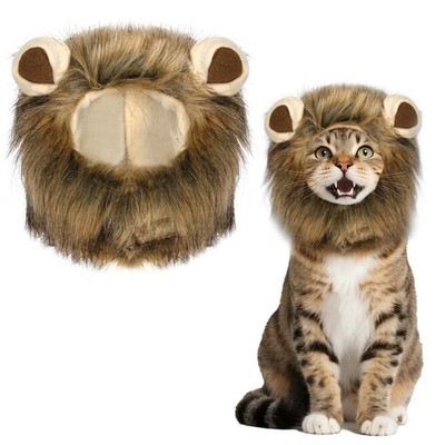Lion Mane Wig for Cat Costume, Pet Halloween Costumes One Size, White 