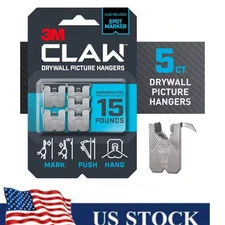 3M CLAW Drywall Picture Hanger Wall Hook 15lb Pack of 5 No Tools Needed