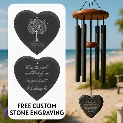 Personalized Memorial Wind Chimes Stone Sail Sympathy Gift Loss of Loved One