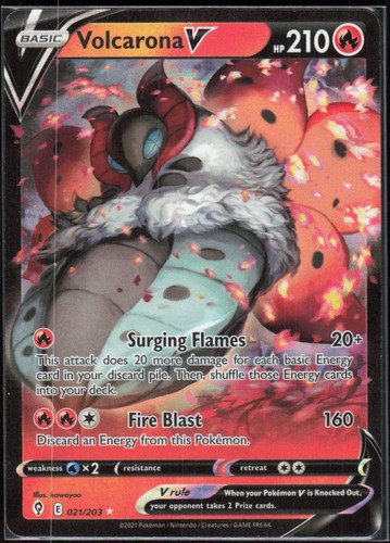 Volcarona V 021/203 Holofoil Ultra Rare SWSH07: Evolving Skies NM Pokemon