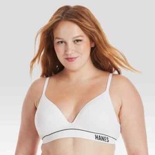 Hanes Originals Women's Ribbed Seamless Contour Foam Lined Bra White Size Medium