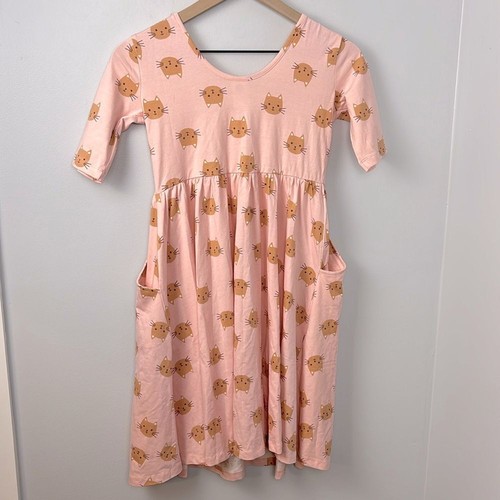 NEW Hanna Andersson Cat Print Skater Dress with Pockets in Size 12 - Picture 8 of 8