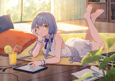 Anime girls art 2d portrait xingchen vocaloid dress blue CCG Gaming Mat Desk