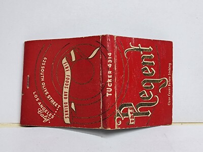 Vintage THE REGENT RESTAURANT Matchbook Cover Olive St. Los Angeles California