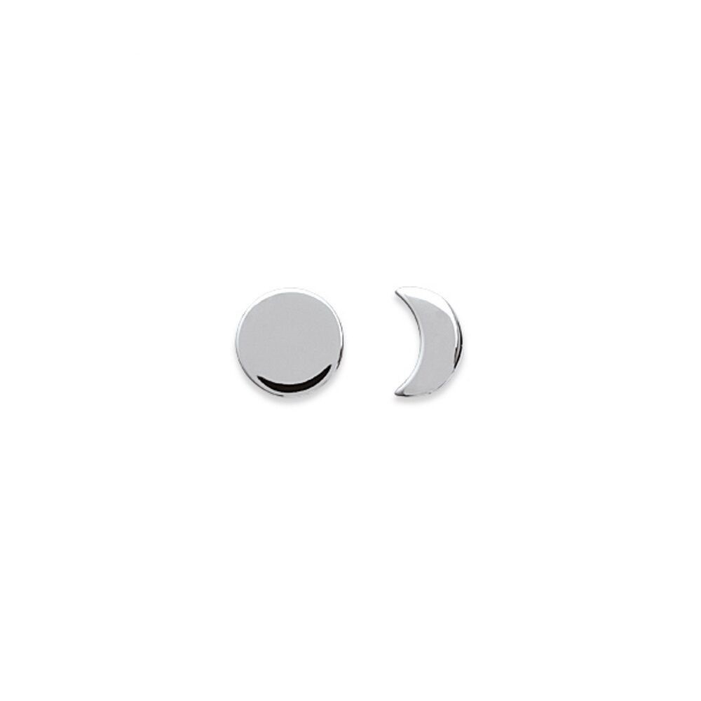 Clous d'oreilles pastille lune argent 925 à porter au quotidien au bureau