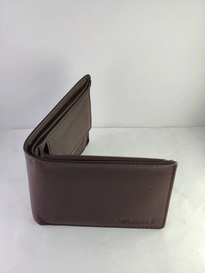 Premium Armani Soft Grain Brown Leather Bi-Fold Men's Wallet - Free Shipping - Image 2 of 4