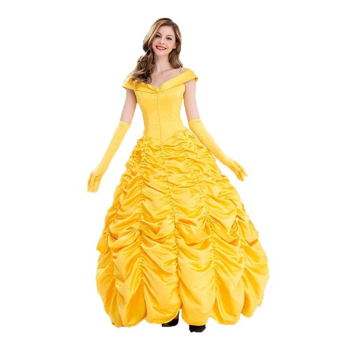 Costume Principessa La Bella Bestia donna carnevale vestito abito giallo  adulti | eBay
