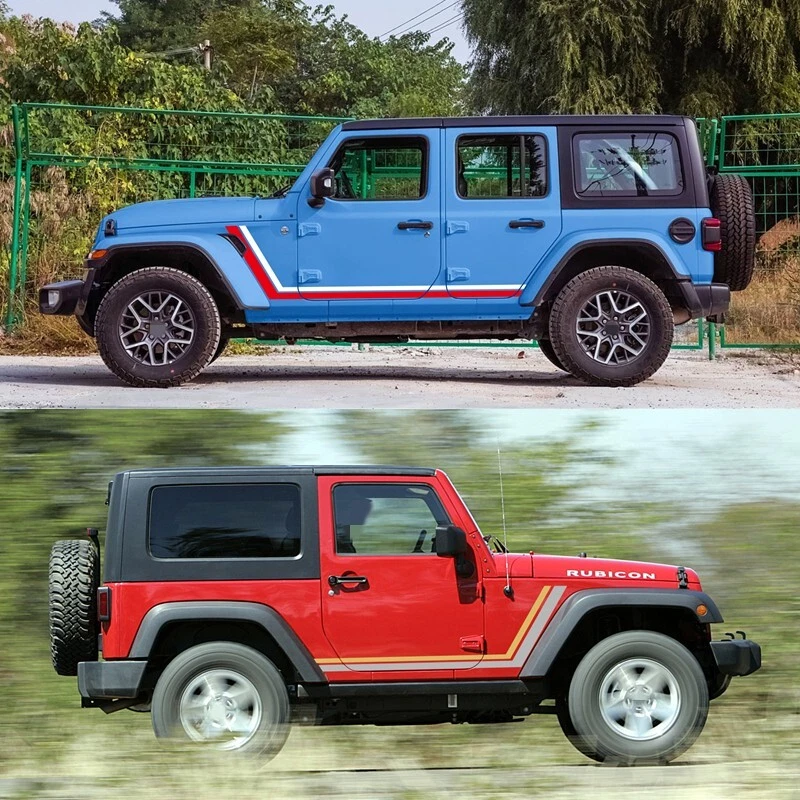 Calcomanía de vinilo retro para Jeep Wrangler JK JL TJ YJ pegatinas laterales de puerta de carrocería de auto 2 piezas Foto 2 de 4