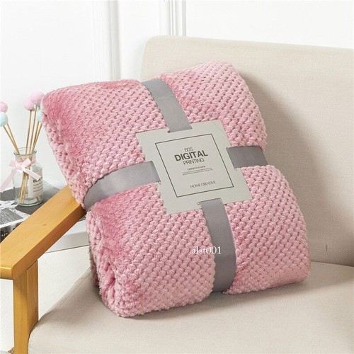 Blanket Beds Coral Fleece Throw Sofa Cover Bedspread Pet Fluffy Plaid Blankets - Picture 8 of 38