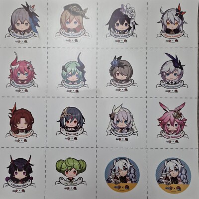 Limited Honkai Impact 3rd x Kung Fu Tea Full 16 Stickers Set