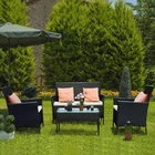 Rattan Garden Furniture 4 Piece Set Outdoor Wicker Patio Chairs Table Sofa Set