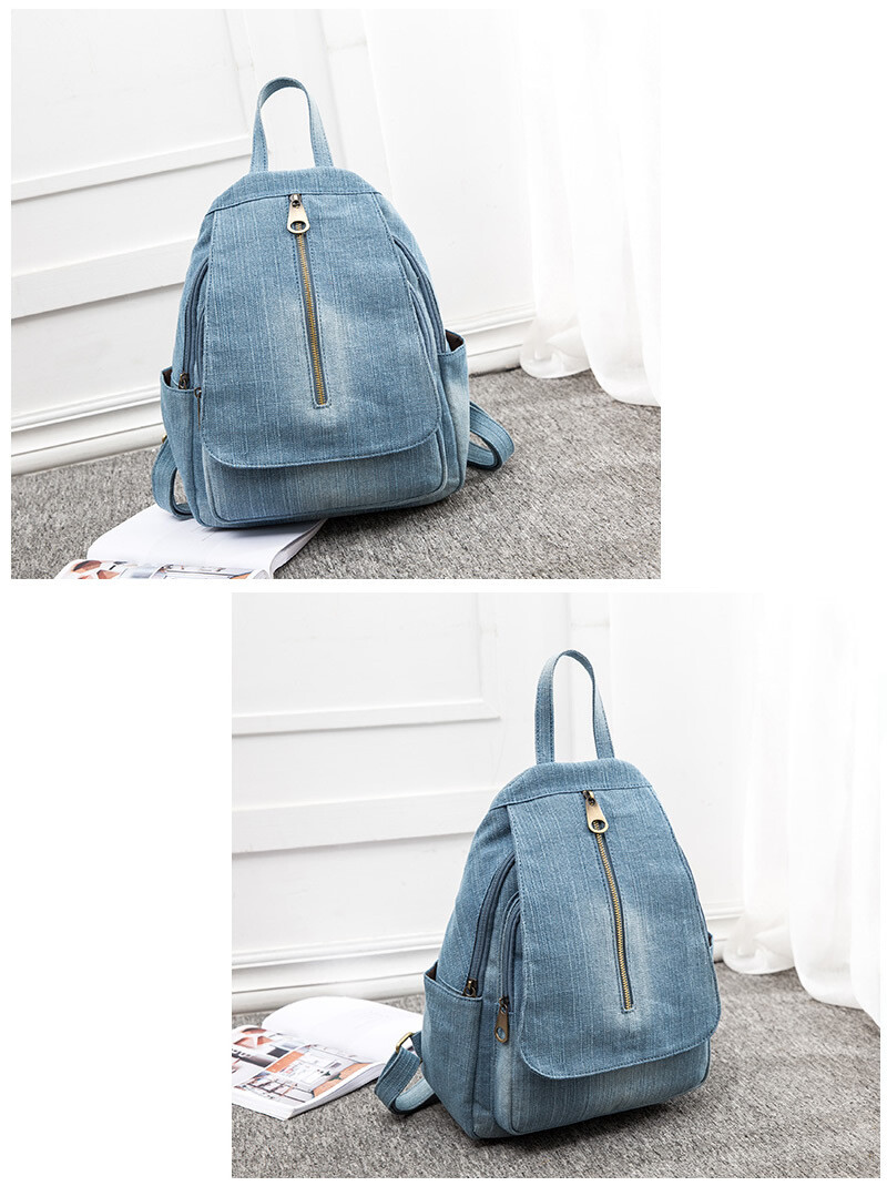 Women's Denim Small Mini Backpack Rucksack Daypack Travel