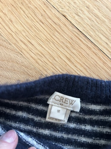 J Crew Youth Medium Merino Wool Blend Sweater Navy White Nordic Modern Winter - Picture 3 of 7
