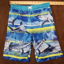 OP BOARD SHORTS SWIM TRUNKS LINED SHARKS SIZE BOYS 10-12 