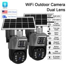 Dual Lens 4MP Solar Battery Home Security Camera Outdoor Wifi Wireless PTZ CCTV