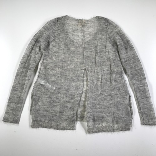 Zara Sweater Womens Small Heather Gray Kid Mohair V Neck Open Knit Skinny Sleeve - Picture 5 of 10
