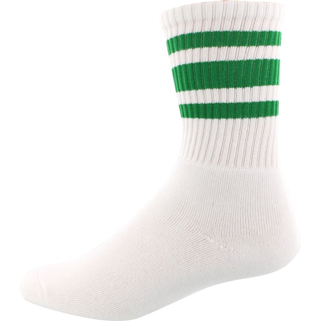 Socco Socks Small/Medium Crew Stripe White/Green Single Pair eBay