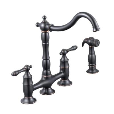 Glacier Bay Bridge Kitchen Faucet 2-Handle w/ Side Sprayer Mediterranean Bronze