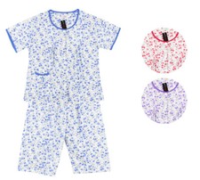 Women's Floral Cotton Blend 2 Piece Sleepwear Button Up Capri Pajama Set 211