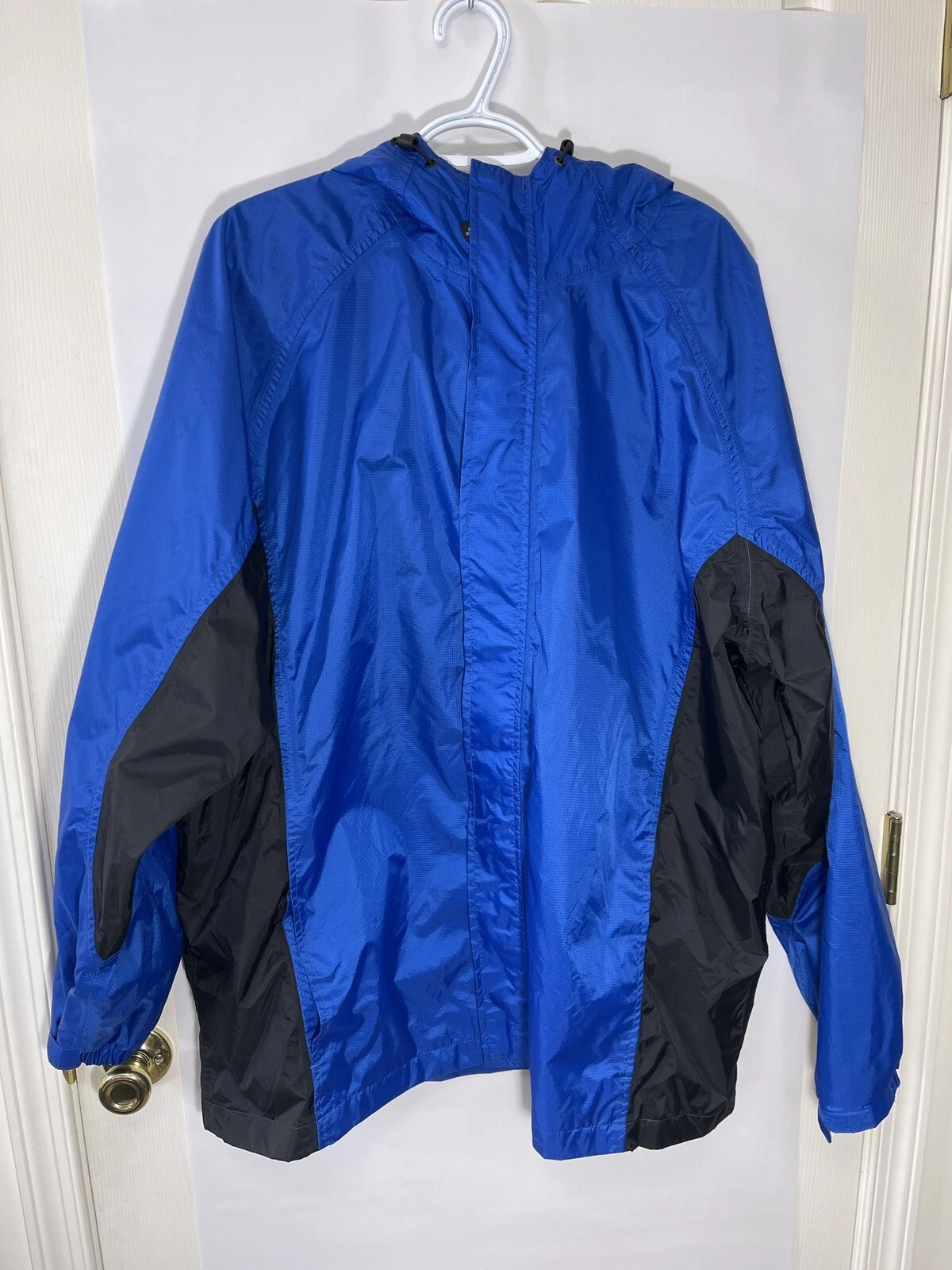 Vintage STEARNS Mens Waterproof Blue Black Rain Coat Jacket Size 2XL Full Zip