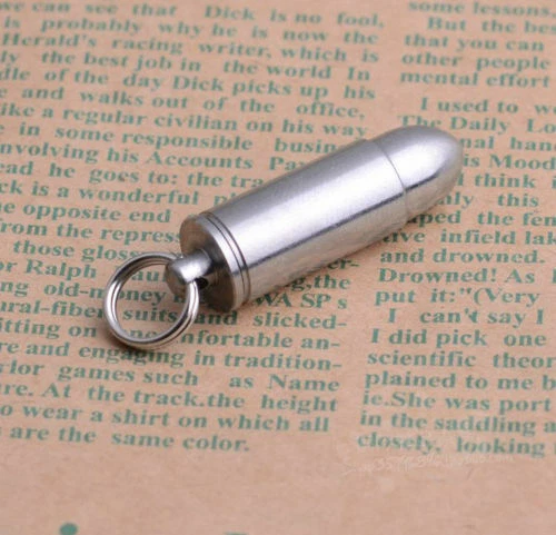 Titanium Waterproof Medicine Box Pill Case MINI Bullet Shape Necklace  Pendant | eBay
