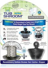 TubShroom® Ultra (Stainless) Strainer Plus StopShroom® Plug Combo for Tub Drains