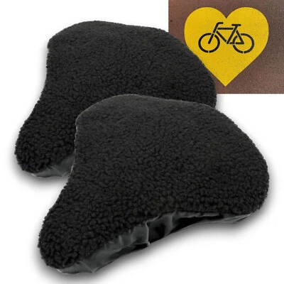 VON ALL-AROUND24® ✅ 2 x Sattelbezug Warm Fahrradsattelbezug Fahrradsattel Fell Pelz Imitat Schwarz
