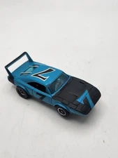 Aurora AFX Slot Car Dodge Daytona Charger In Translucent Blue Bad Wing Runs 