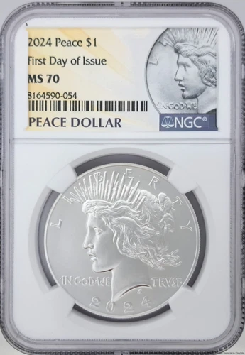 2024 Peace Dollar First Day of Issue MS 70 NGC United States Fine Silver Coin 