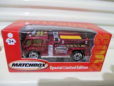Matchbox 2003 Special Limited Edn. HOLLYWOOD Pre-TOY FAIR FIRE TRUCK Nu in NuBox