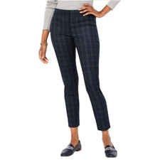 NWT Tommy Hilfiger Women's Plaid Trouser Pants, Navy Green Straight Leg Size 8